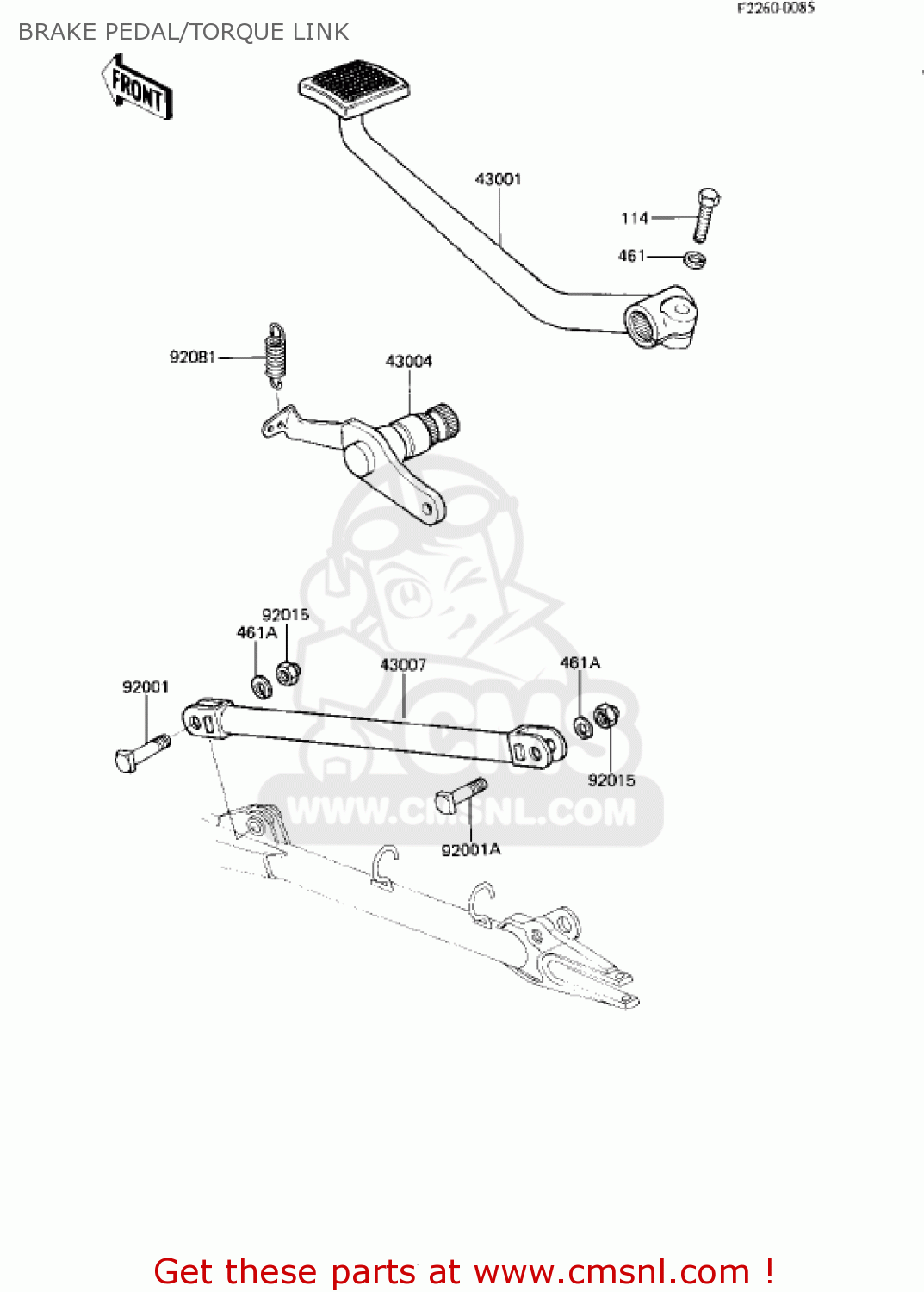 BRAKE PEDAL/TORQUE LINK KZ750R1 GPZ 1982 USA CANADA