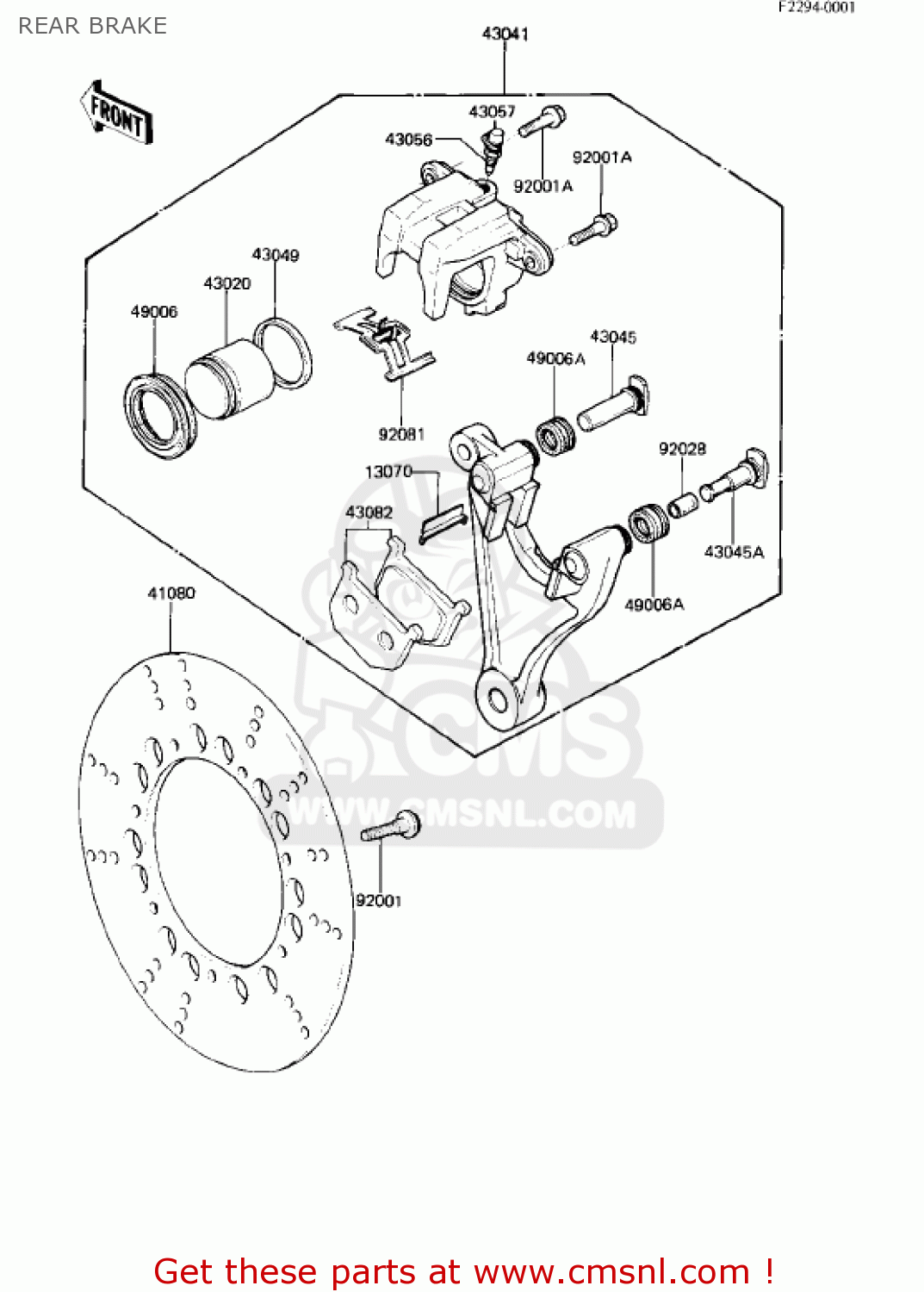 REAR BRAKE KZ750R1 GPZ 1982 USA CANADA