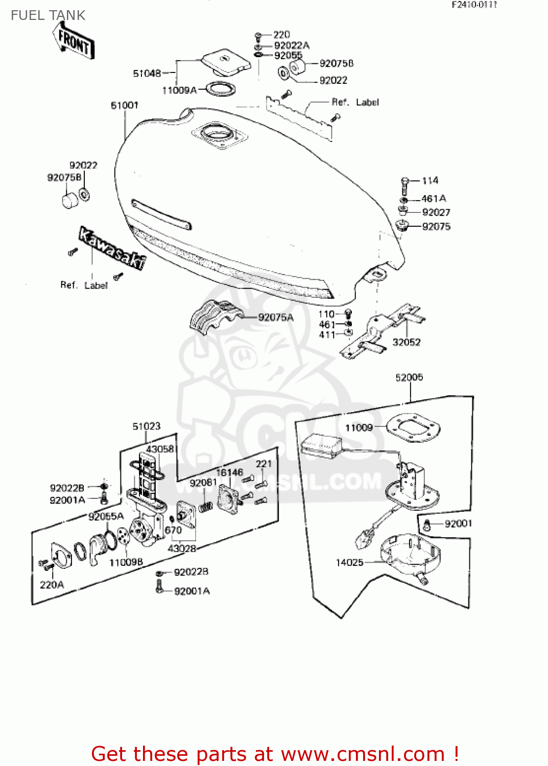 FUEL TANK KZ750R1 GPZ 1982 USA CANADA
