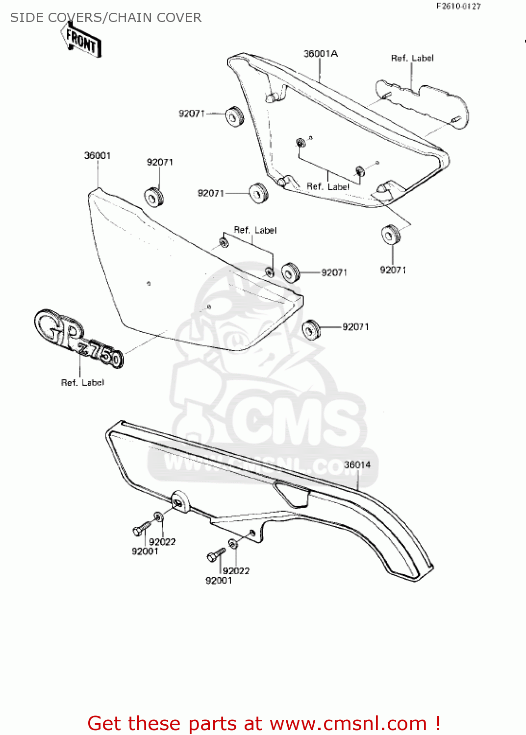 SIDE COVERS/CHAIN COVER KZ750R1 GPZ 1982 USA CANADA