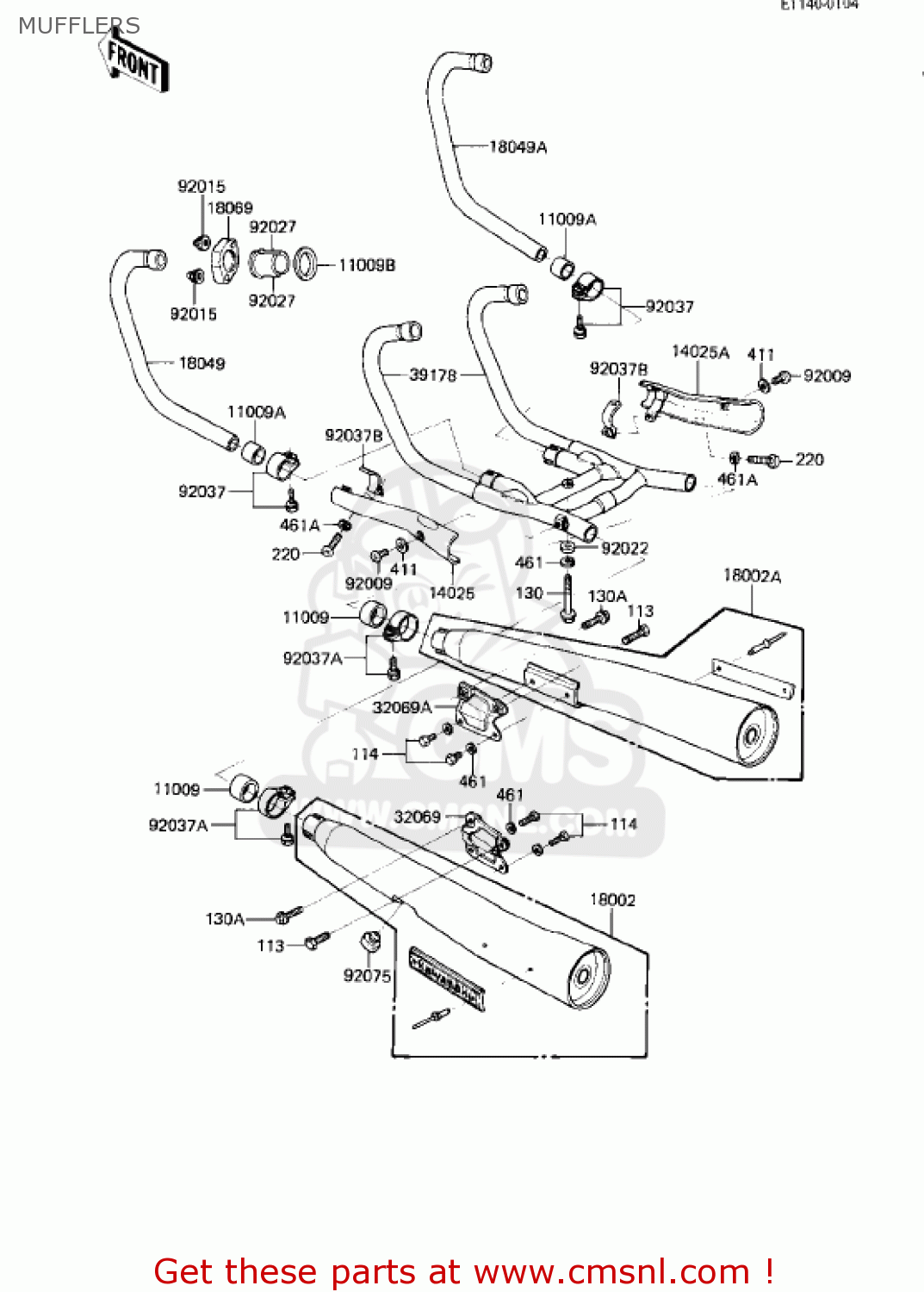MUFFLERS KZ750R1 GPZ 1982 USA CANADA