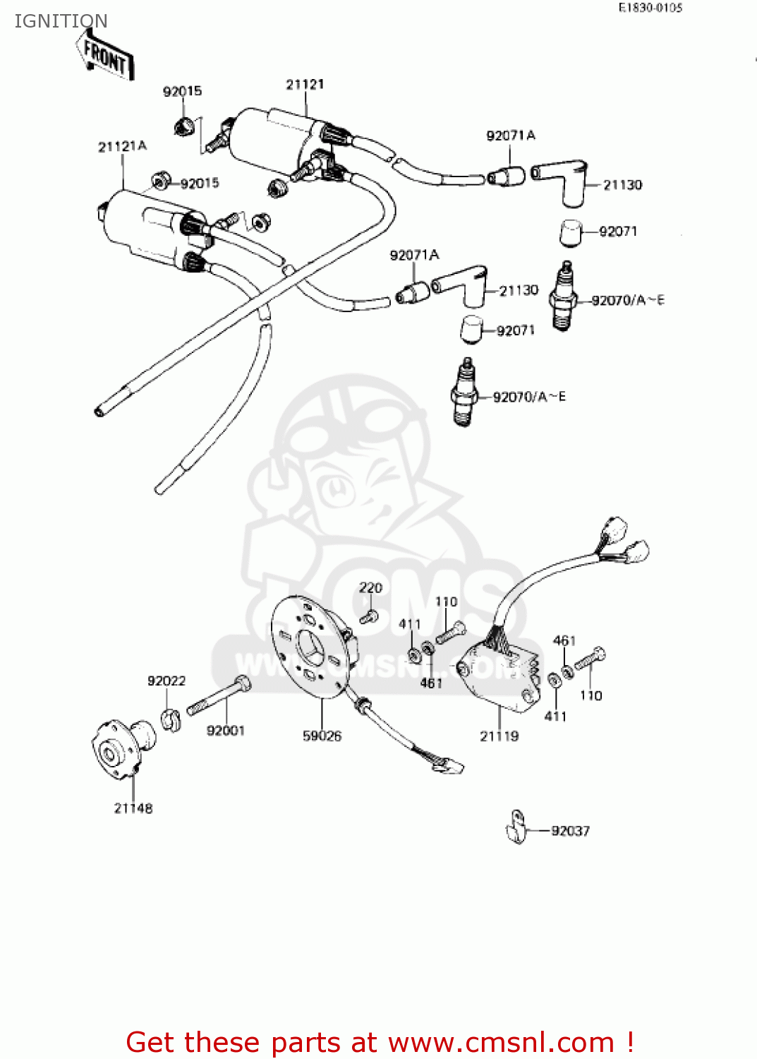IGNITION KZ750R1 GPZ 1982 USA CANADA
