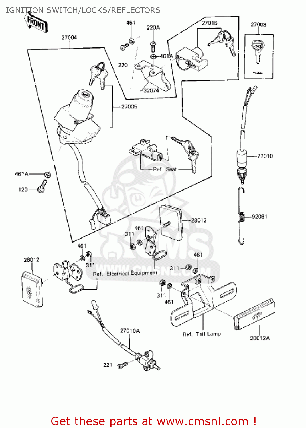 IGNITION SWITCH/LOCKS/REFLECTORS KZ750R1 GPZ 1982 USA CANADA