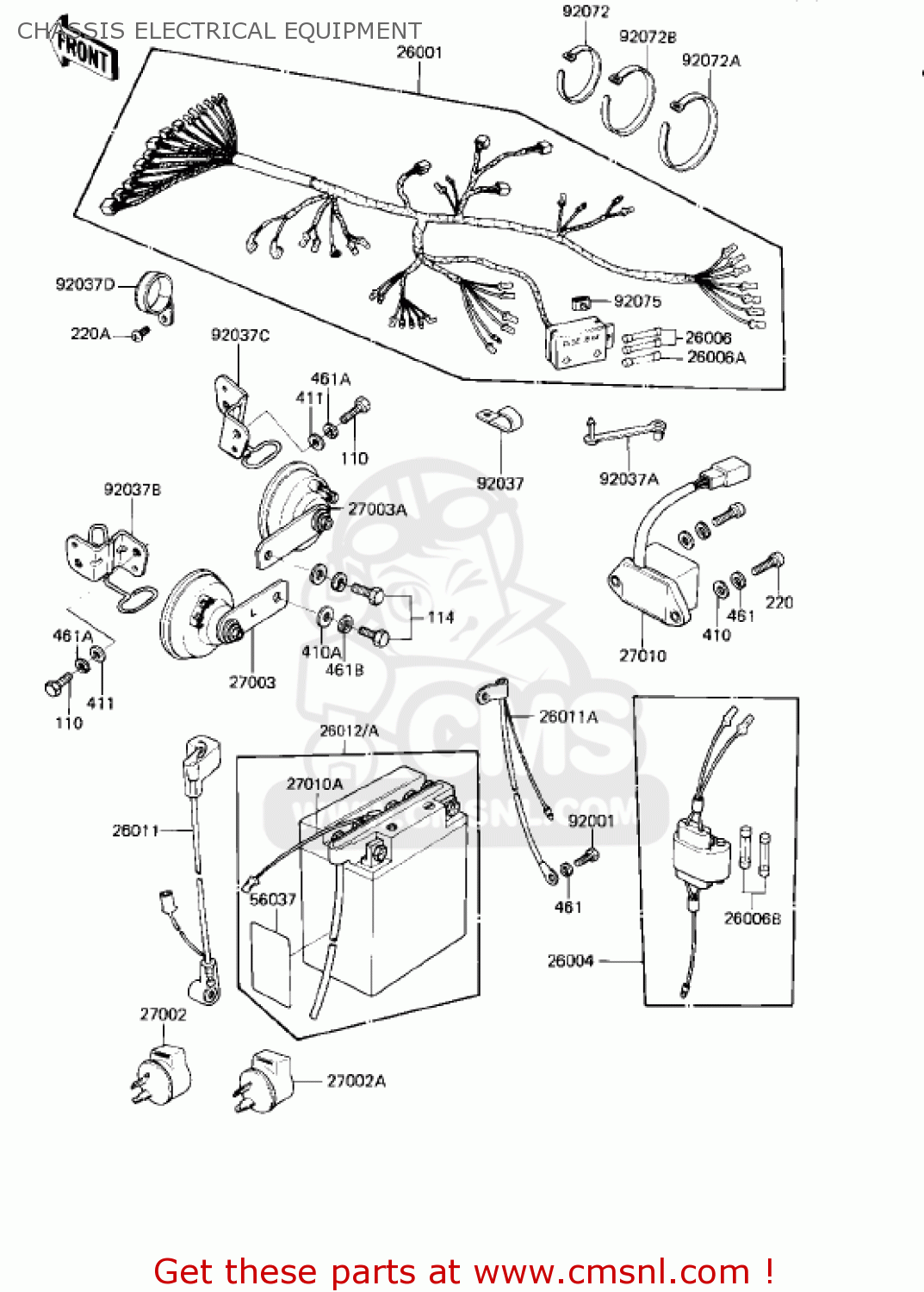 CHASSIS ELECTRICAL EQUIPMENT KZ750R1 GPZ 1982 USA CANADA