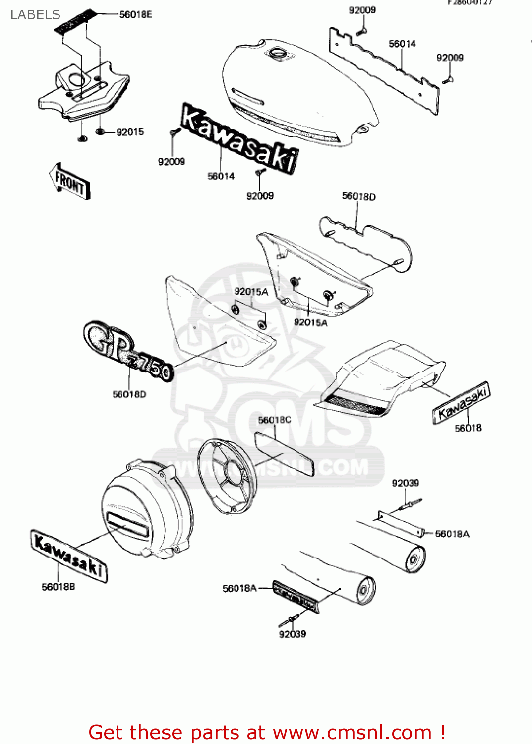 LABELS KZ750R1 GPZ 1982 USA CANADA