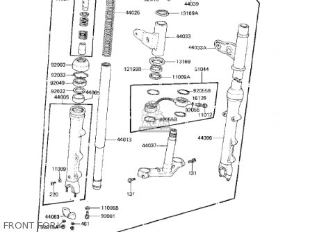 FRONT FORK - KZ750R1 GPZ 1982 USA CANADA