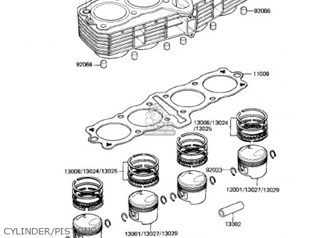 CYLINDER/PISTONS - KZ750R1 GPZ 1982 USA CANADA