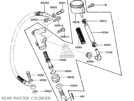 REAR MASTER CYLINDER - KZ750R1 GPZ 1982 USA CANADA