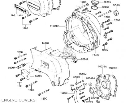 ENGINE COVERS - KZ750R1 GPZ 1982 USA CANADA