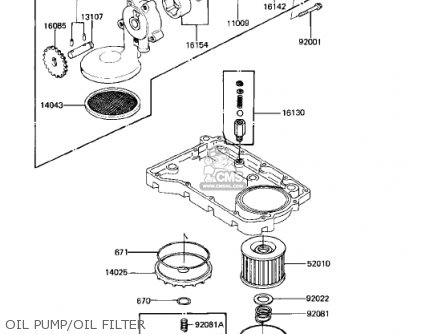 OIL PUMP/OIL FILTER - KZ750R1 GPZ 1982 USA CANADA