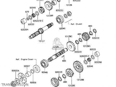 TRANSMISSION - KZ750R1 GPZ 1982 USA CANADA