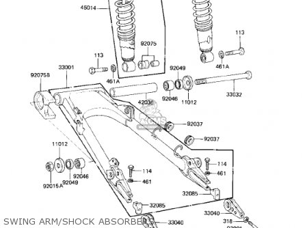 SWING ARM/SHOCK ABSORBERS - KZ750R1 GPZ 1982 USA CANADA