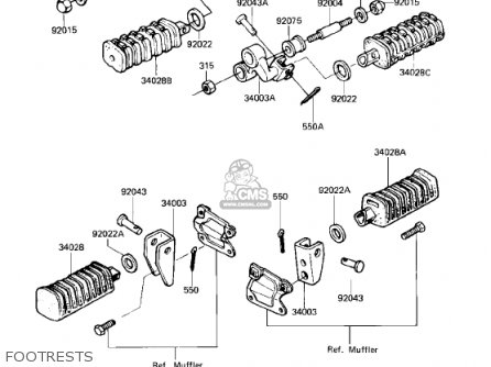 FOOTRESTS - KZ750R1 GPZ 1982 USA CANADA