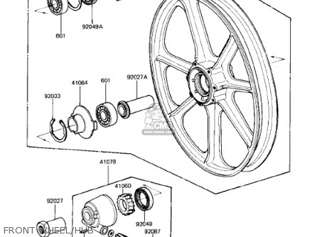 FRONT WHEEL/HUB - KZ750R1 GPZ 1982 USA CANADA