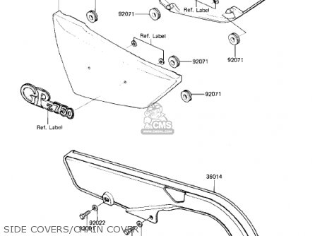 SIDE COVERS/CHAIN COVER - KZ750R1 GPZ 1982 USA CANADA