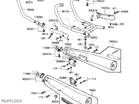 MUFFLERS - KZ750R1 GPZ 1982 USA CANADA