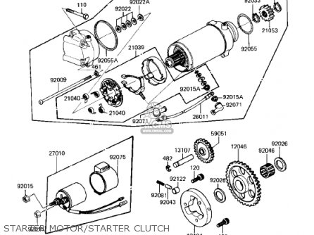 STARTER MOTOR/STARTER CLUTCH - KZ750R1 GPZ 1982 USA CANADA
