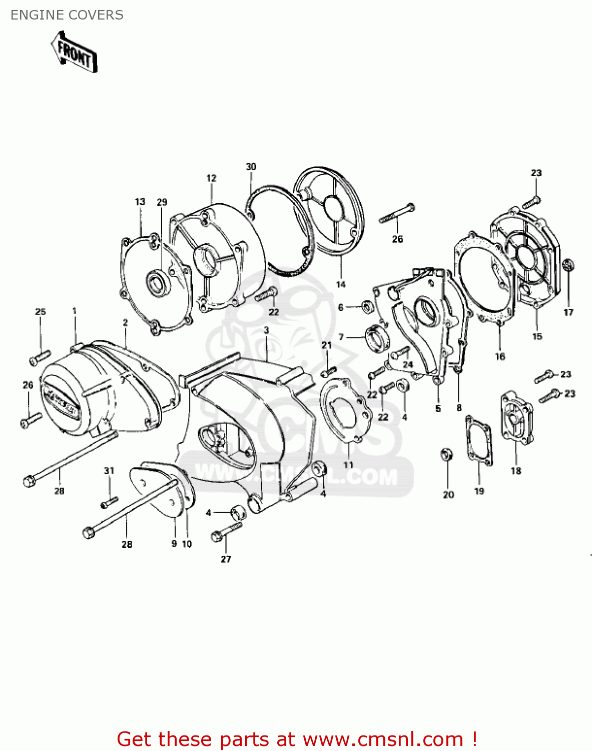 ENGINE COVERS KZ900A4 1976 USA CANADA