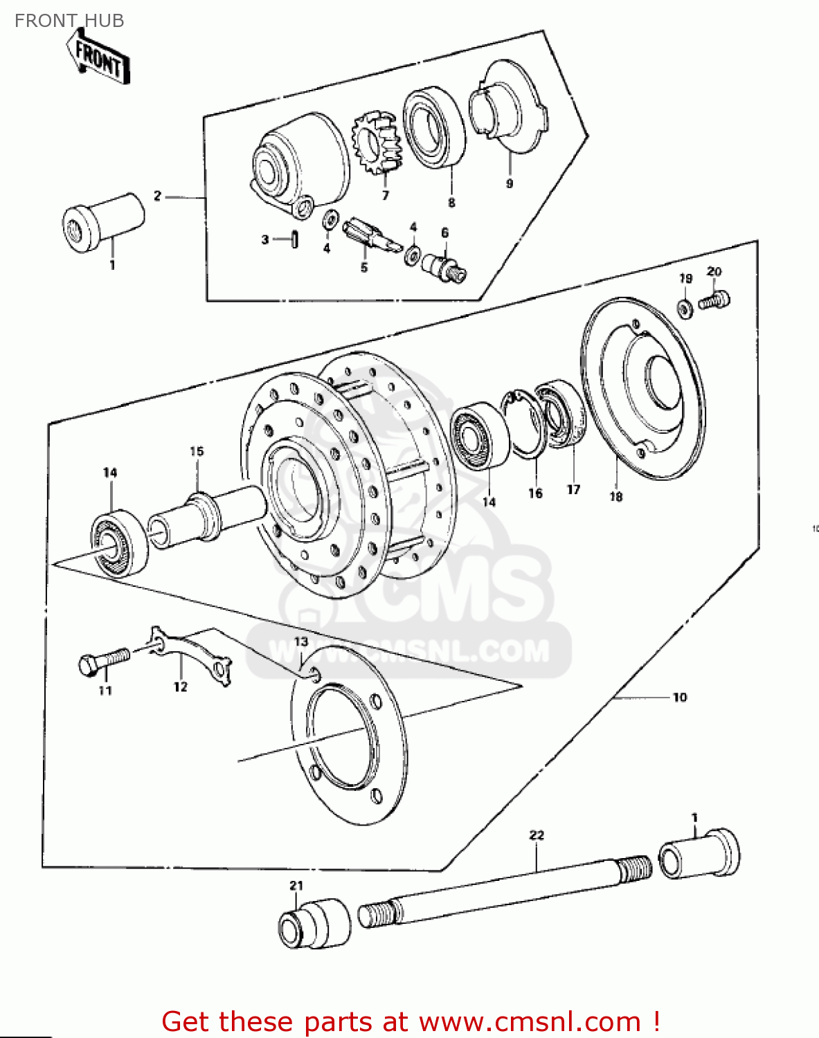 FRONT HUB KZ900A4 1976 USA CANADA