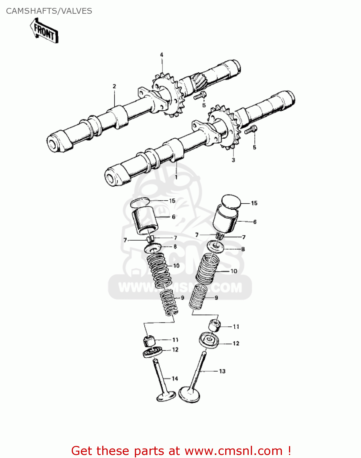 CAMSHAFTS/VALVES KZ900A4 1976 USA CANADA