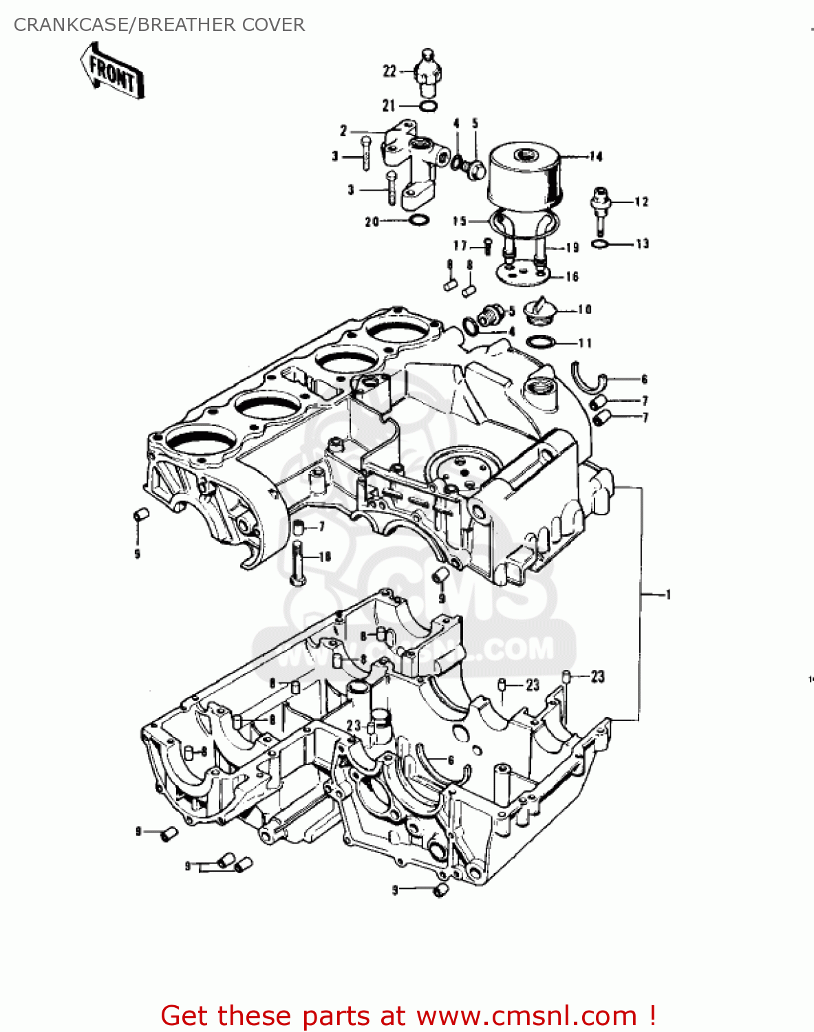 CRANKCASE/BREATHER COVER KZ900A4 1976 USA CANADA
