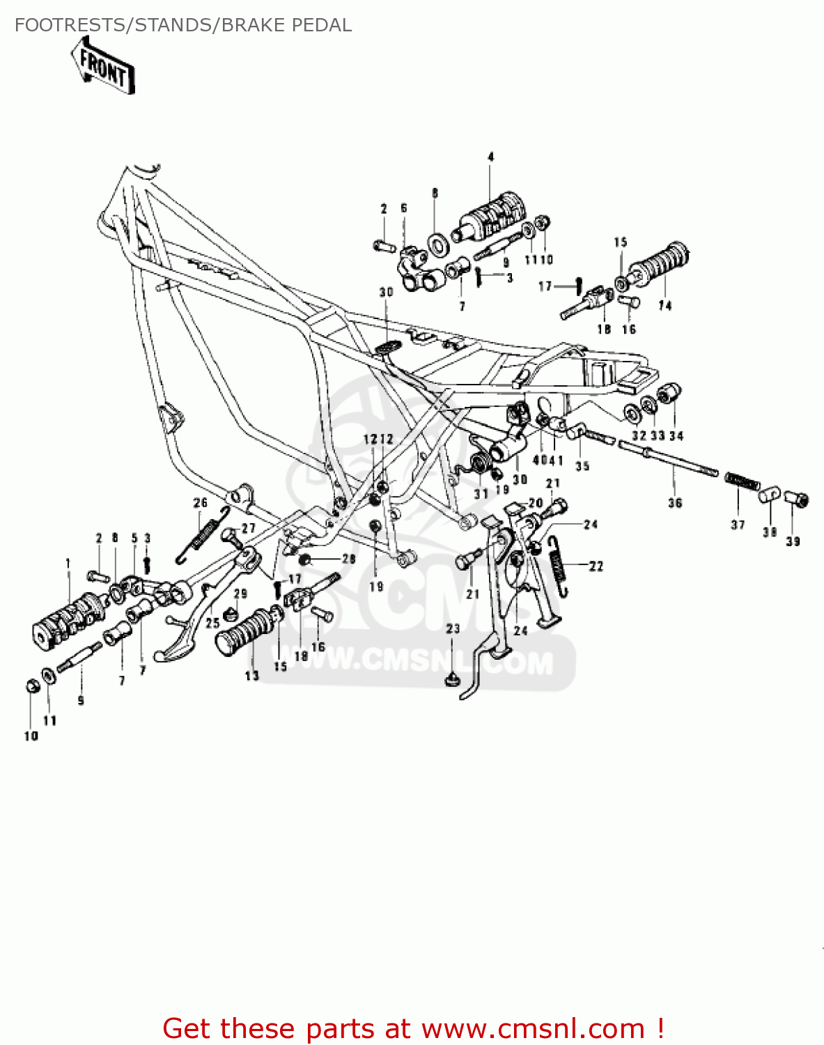 FOOTRESTS/STANDS/BRAKE PEDAL KZ900A4 1976 USA CANADA