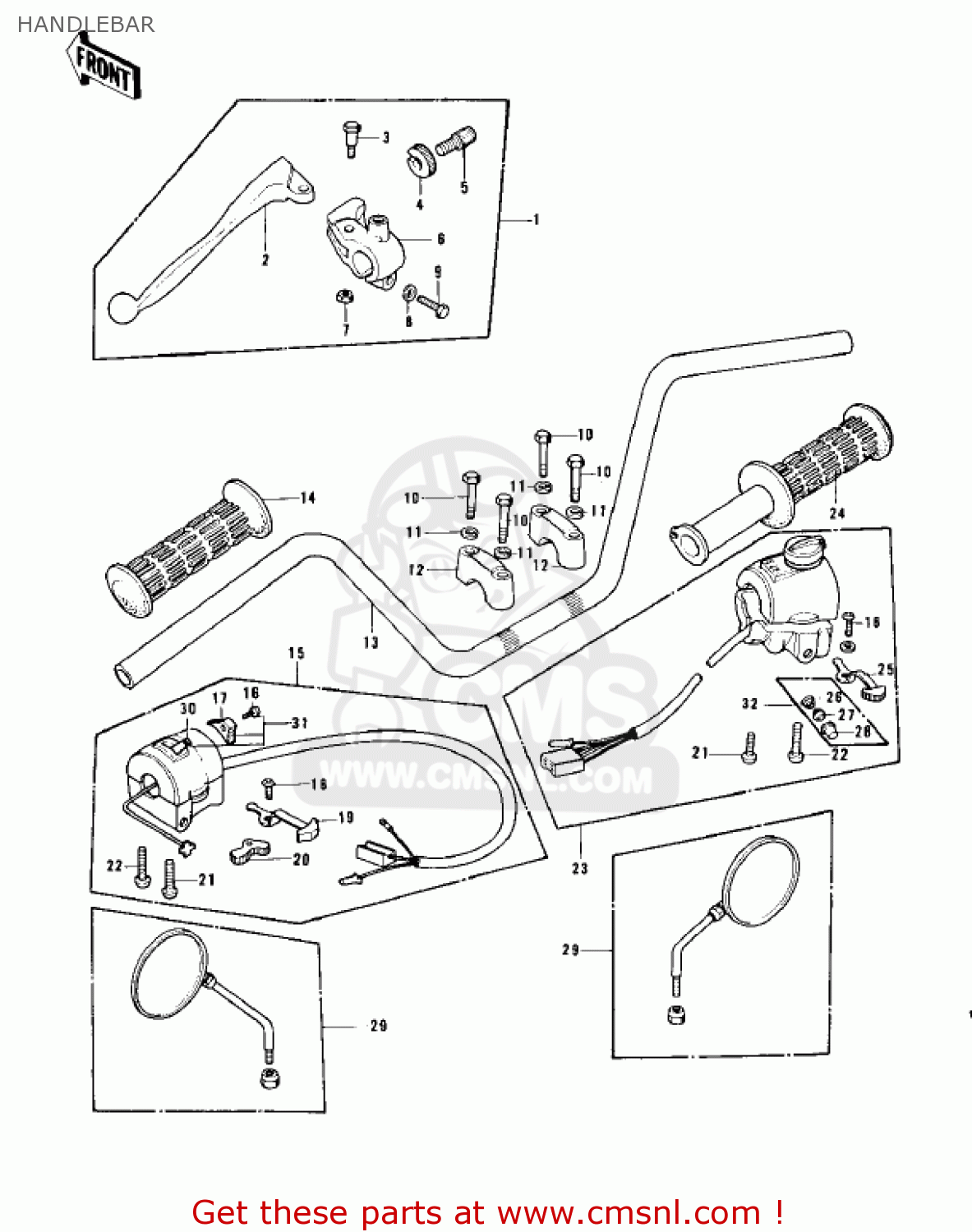 HANDLEBAR KZ900A4 1976 USA CANADA