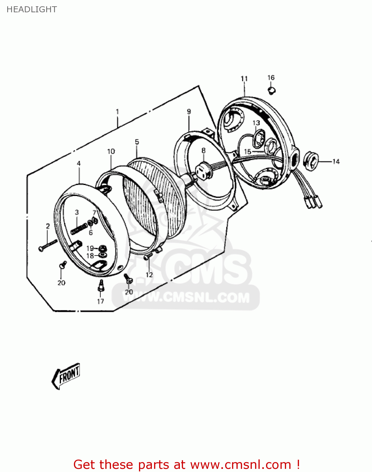 HEADLIGHT KZ900A4 1976 USA CANADA