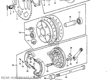 REAR HUB/BRAKE/CHAIN - KZ900A4 1976 USA CANADA