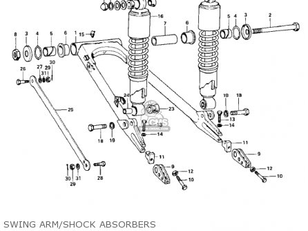 SWING ARM/SHOCK ABSORBERS - KZ900A4 1976 USA CANADA