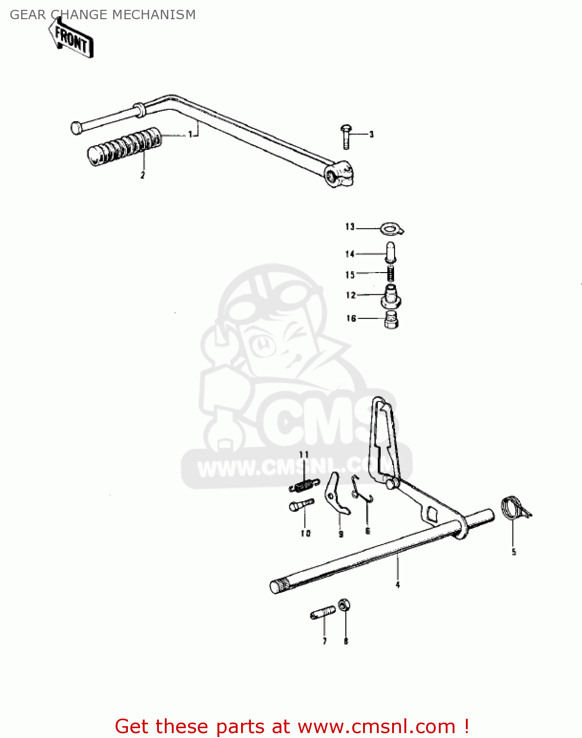 GEAR CHANGE MECHANISM KZ900A5 1977 USA CANADA