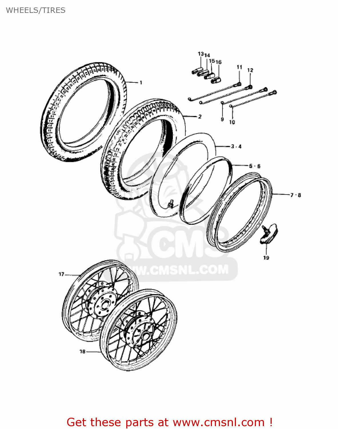 WHEELS/TIRES KZ900A5 1977 USA CANADA