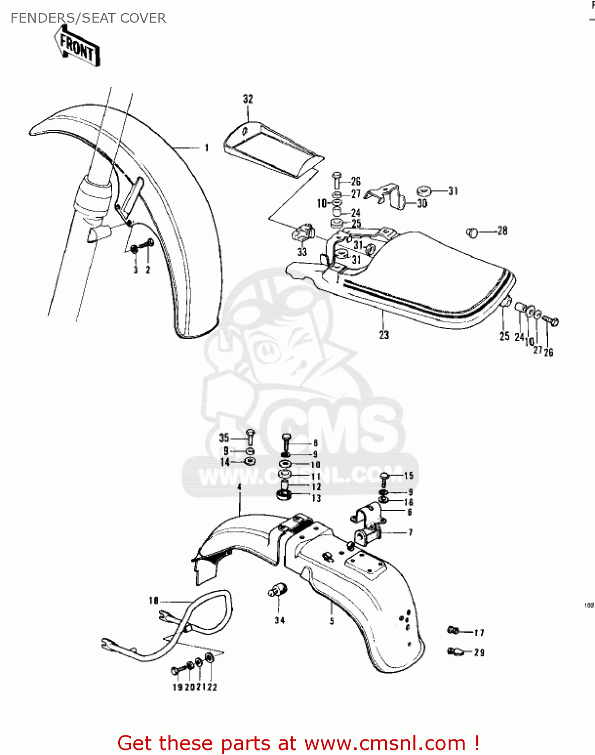 FENDERS/SEAT COVER KZ900A5 1977 USA CANADA