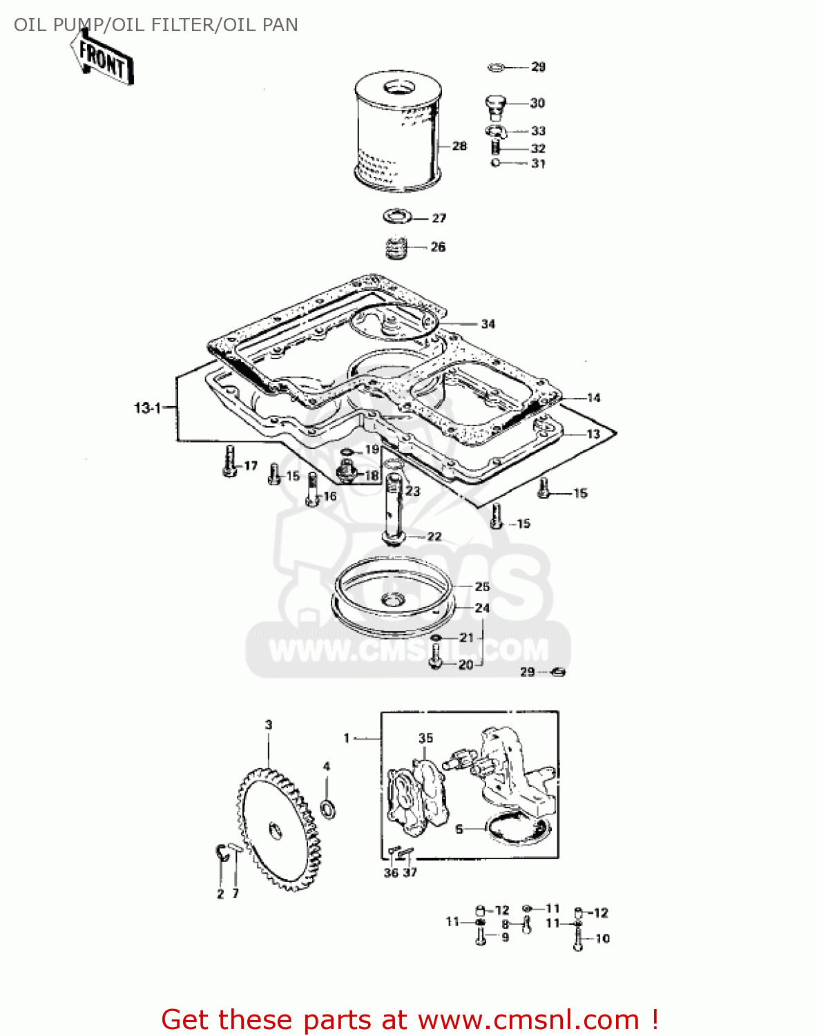 OIL PUMP/OIL FILTER/OIL PAN KZ900A5 1977 USA CANADA