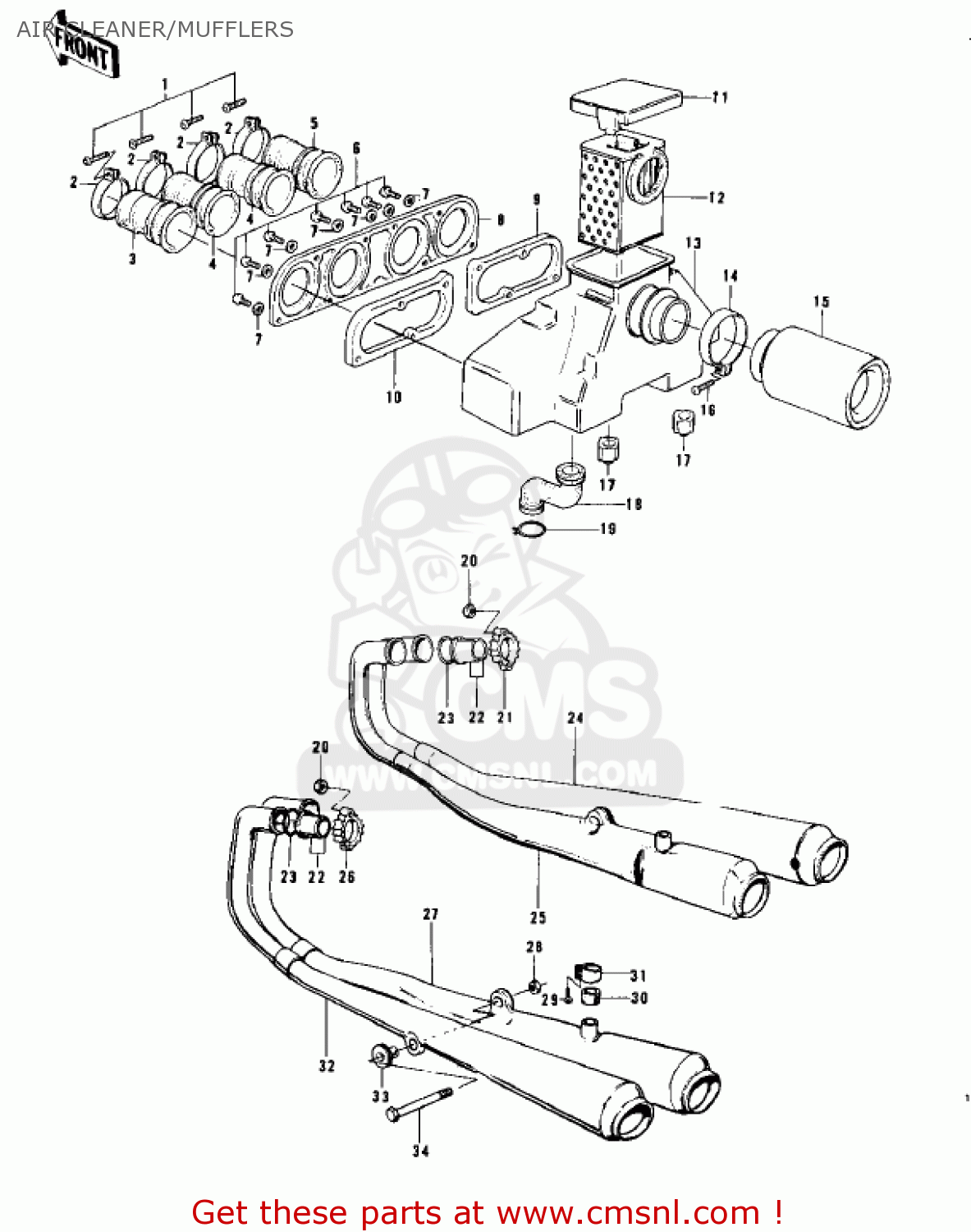 AIR CLEANER/MUFFLERS KZ900A5 1977 USA CANADA