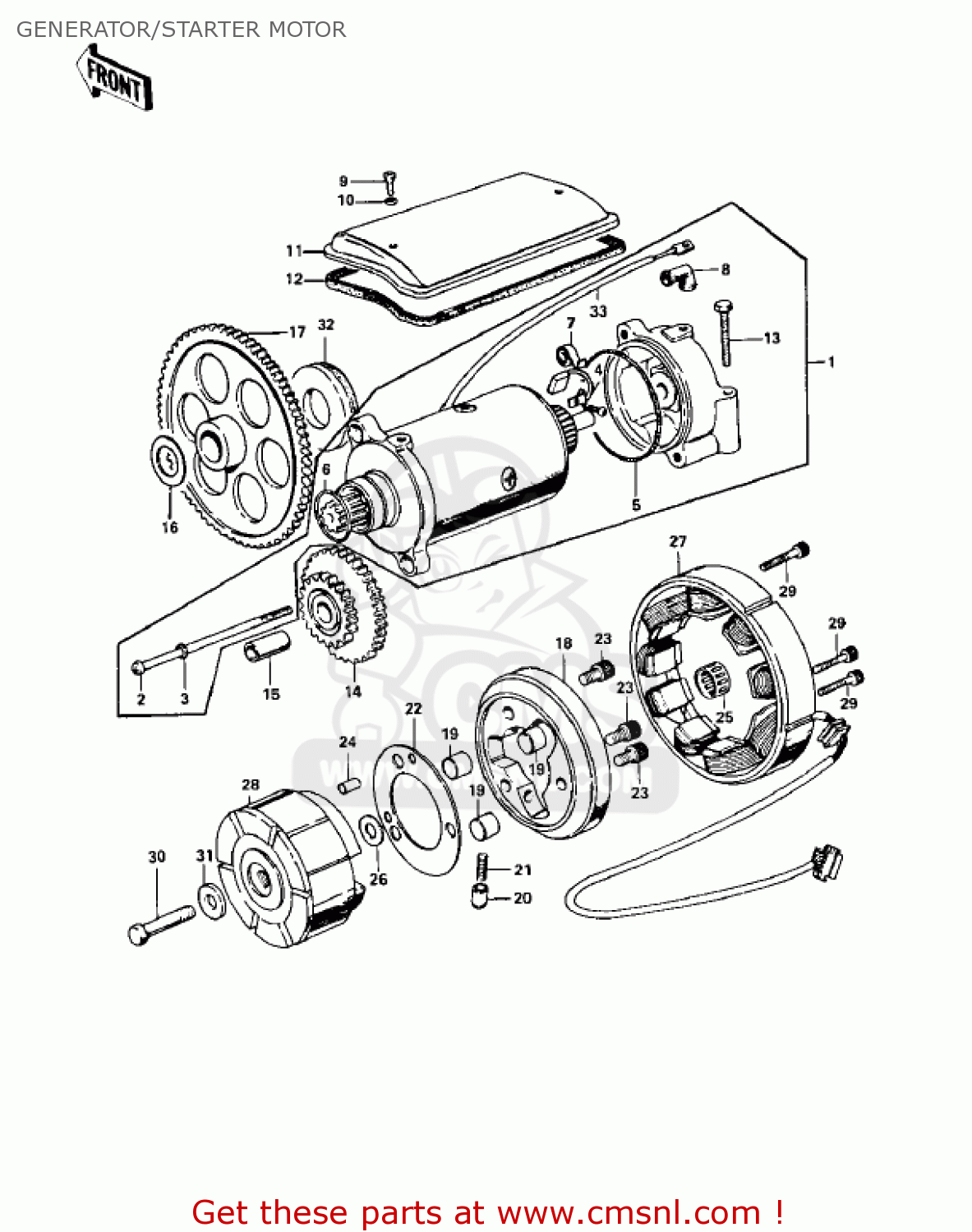 GENERATOR/STARTER MOTOR KZ900A5 1977 USA CANADA