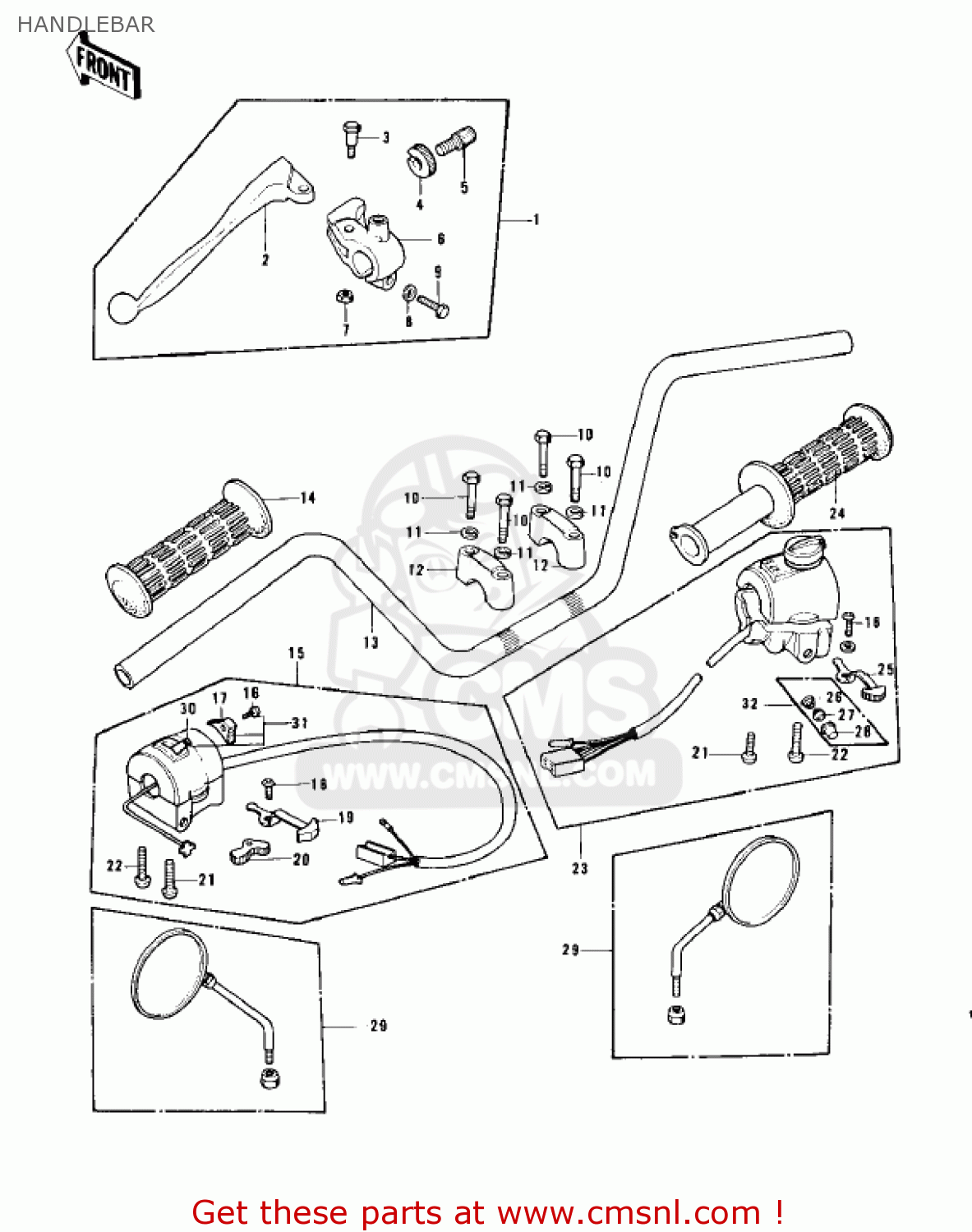 HANDLEBAR KZ900A5 1977 USA CANADA