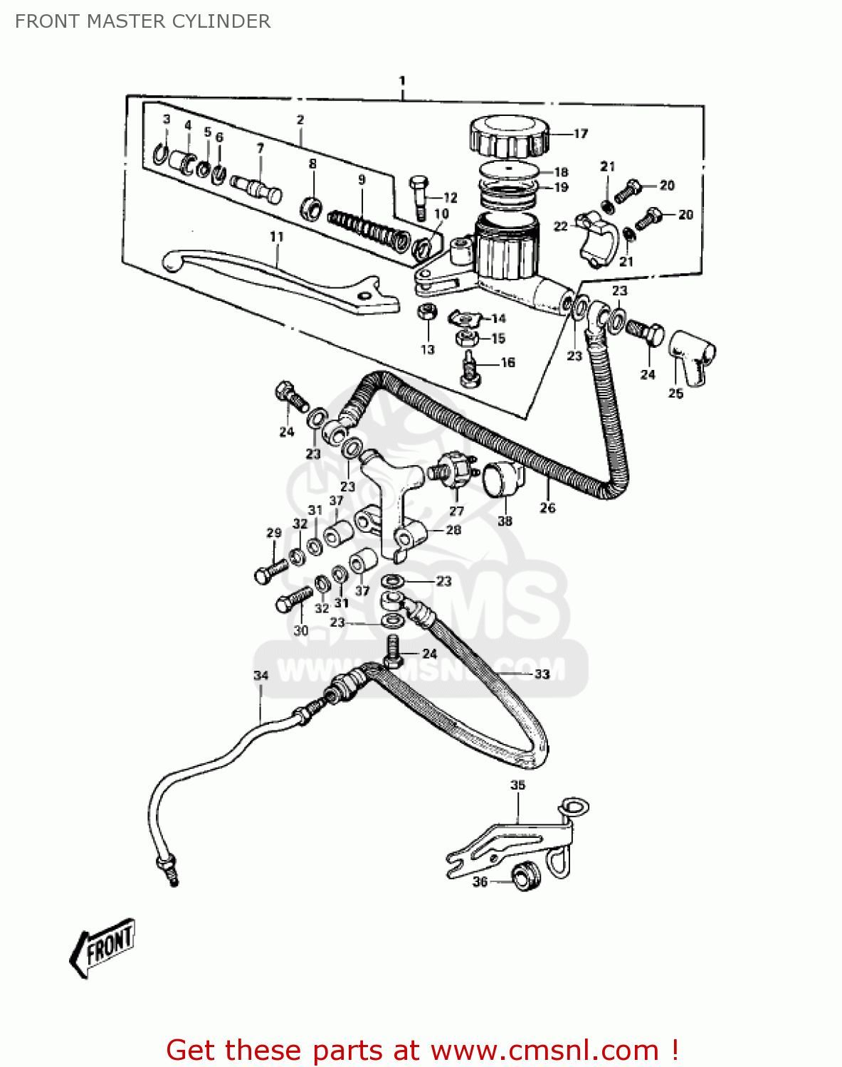 FRONT MASTER CYLINDER KZ900A5 1977 USA CANADA