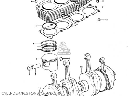 CYLINDER/PISTONS/CRANKSHAFT - KZ900A5 1977 USA CANADA