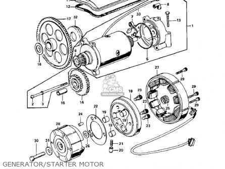 GENERATOR/STARTER MOTOR - KZ900A5 1977 USA CANADA