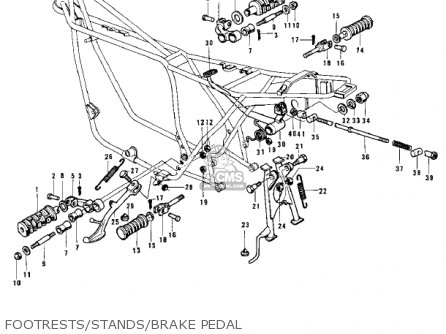 FOOTRESTS/STANDS/BRAKE PEDAL - KZ900A5 1977 USA CANADA