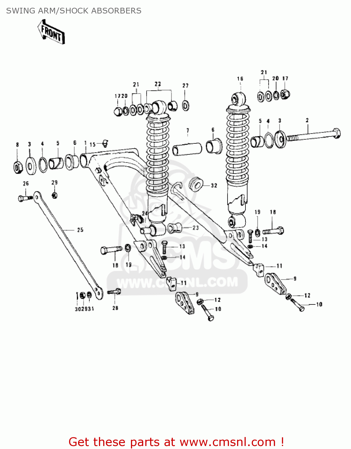 SWING ARM/SHOCK ABSORBERS KZ900B1 1976 USA CANADA/ LTD