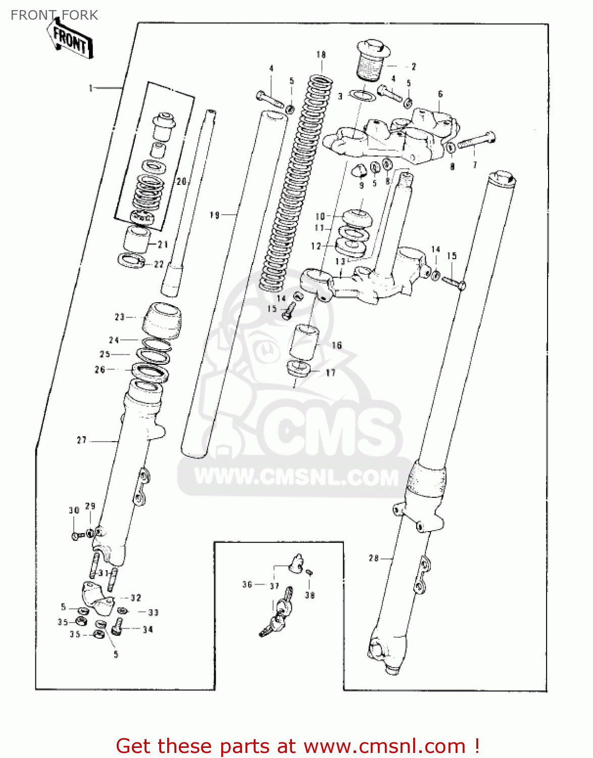 FRONT FORK KZ900B1 1976 USA CANADA/ LTD