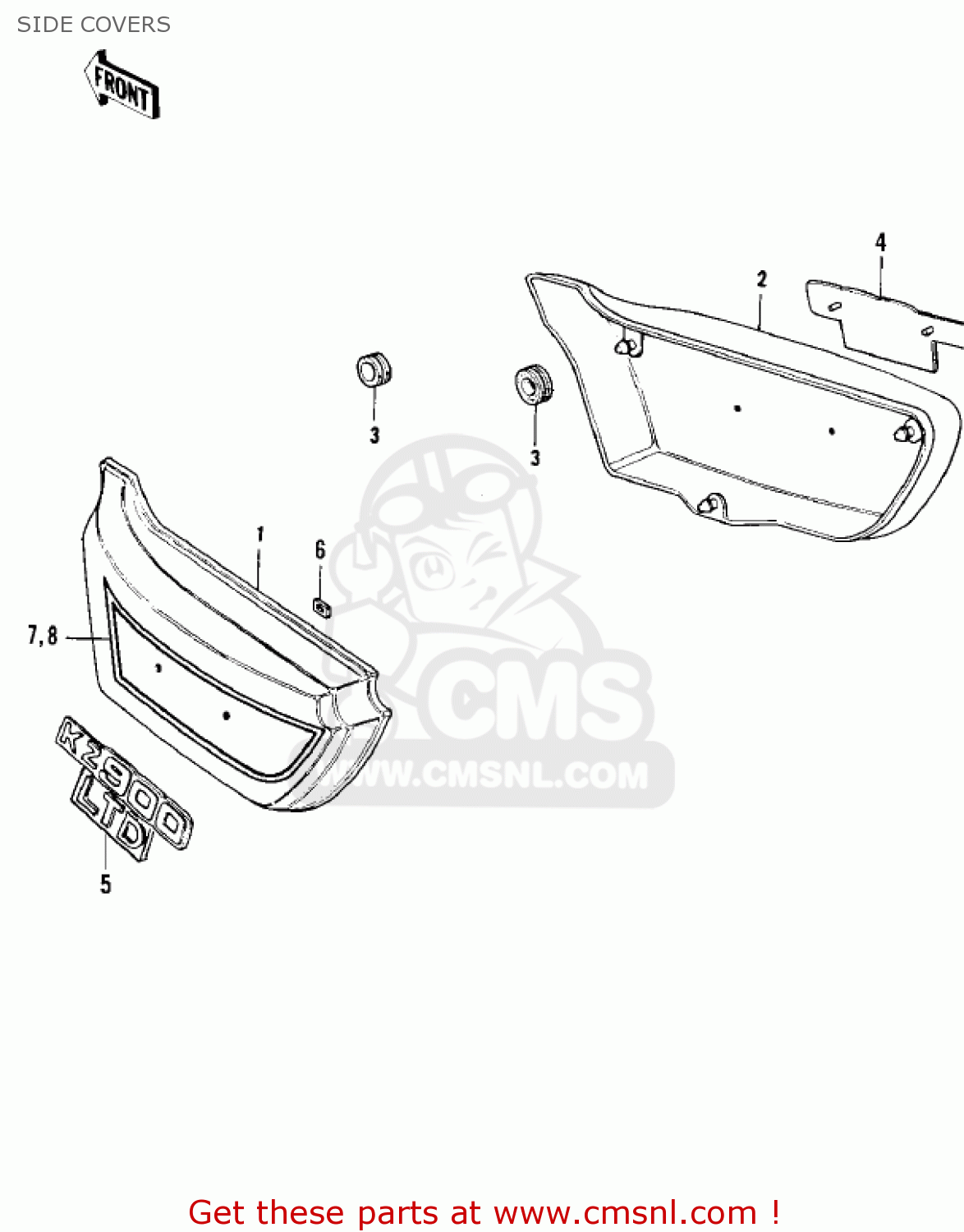 SIDE COVERS KZ900B1 1976 USA CANADA/ LTD