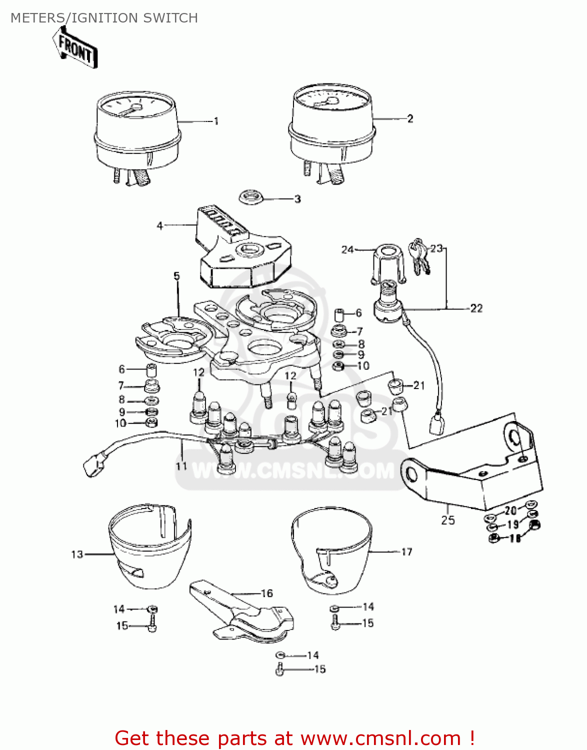 METERS/IGNITION SWITCH KZ900B1 1976 USA CANADA/ LTD