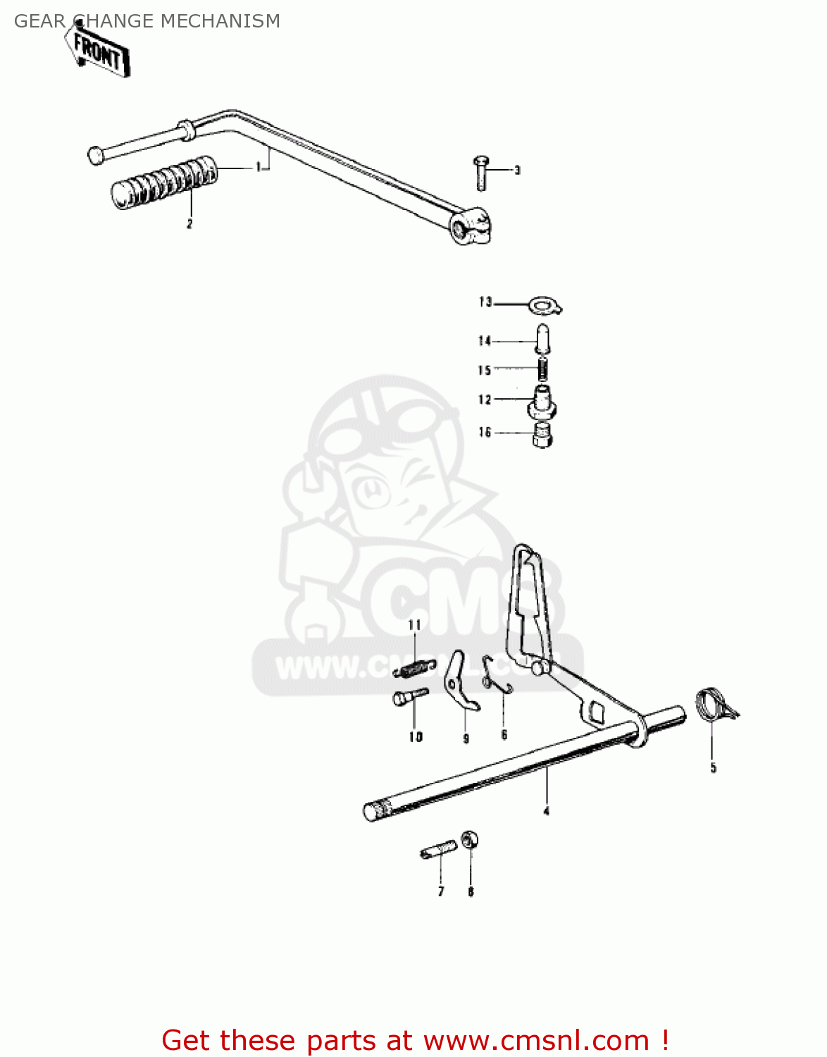 GEAR CHANGE MECHANISM KZ900B1 1976 USA CANADA/ LTD