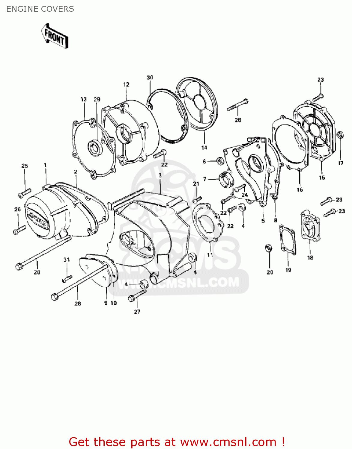 ENGINE COVERS KZ900B1 1976 USA CANADA/ LTD