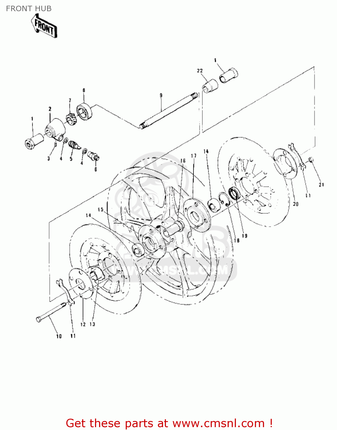 FRONT HUB KZ900B1 1976 USA CANADA/ LTD