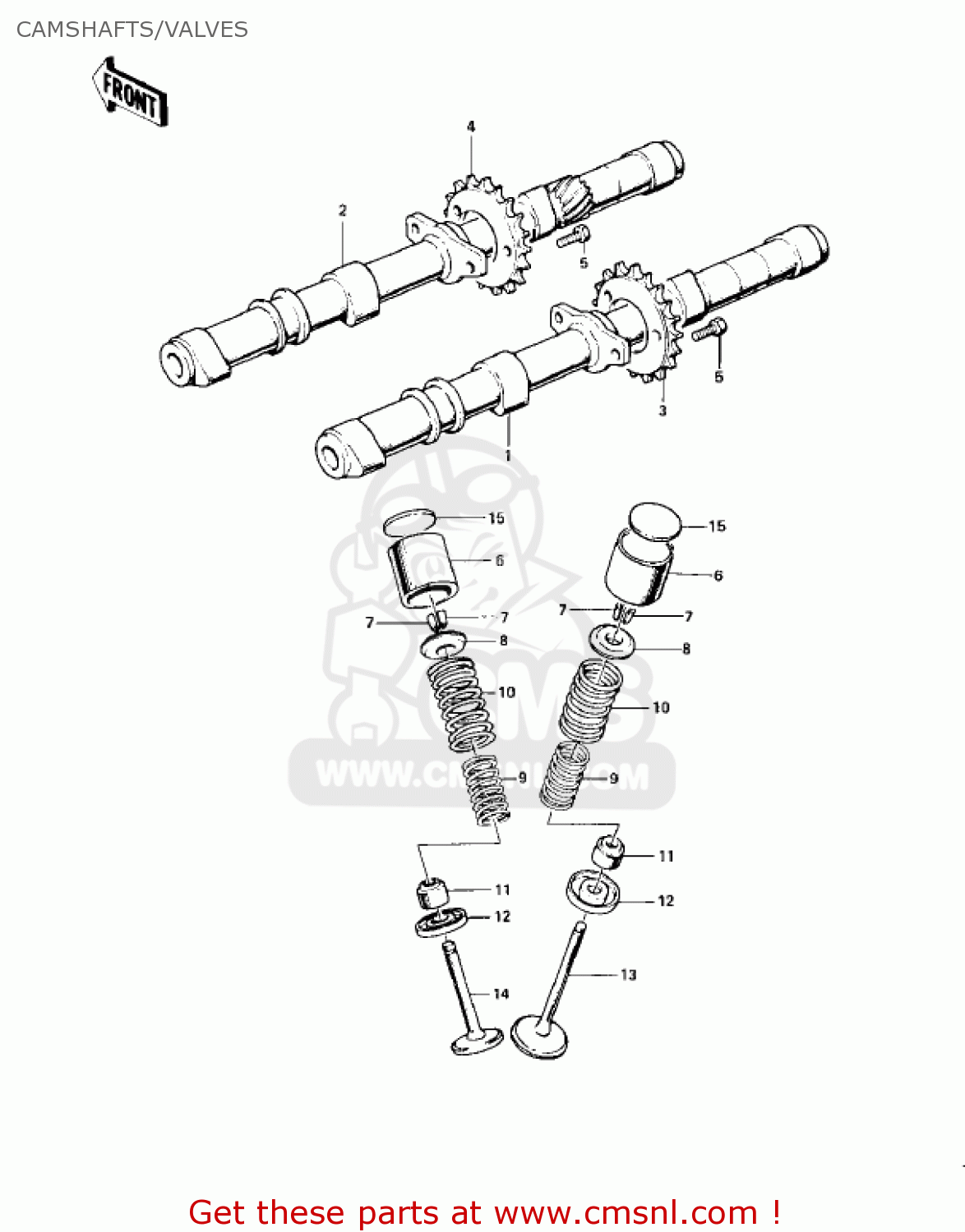 CAMSHAFTS/VALVES KZ900B1 1976 USA CANADA/ LTD