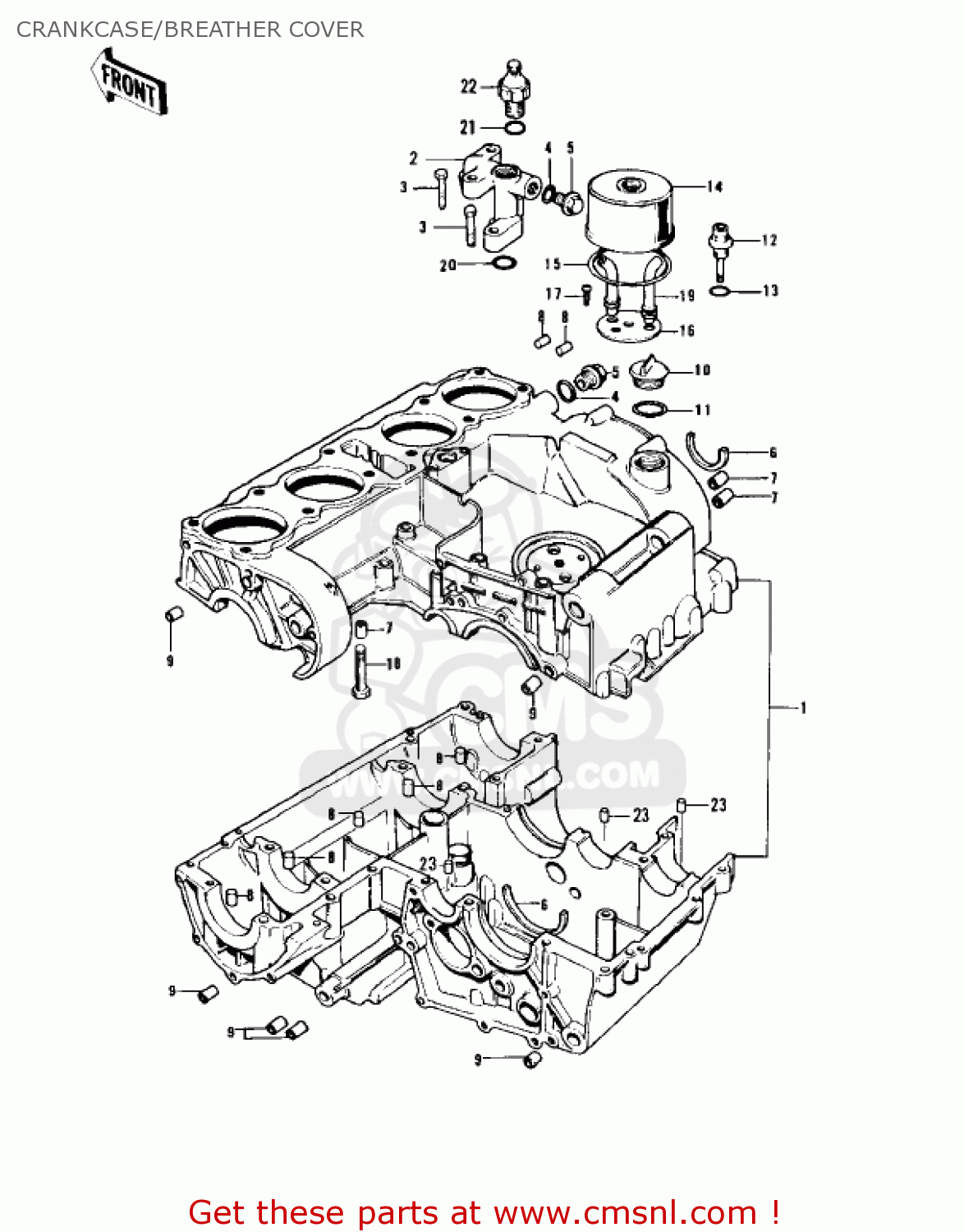 CRANKCASE/BREATHER COVER KZ900B1 1976 USA CANADA/ LTD